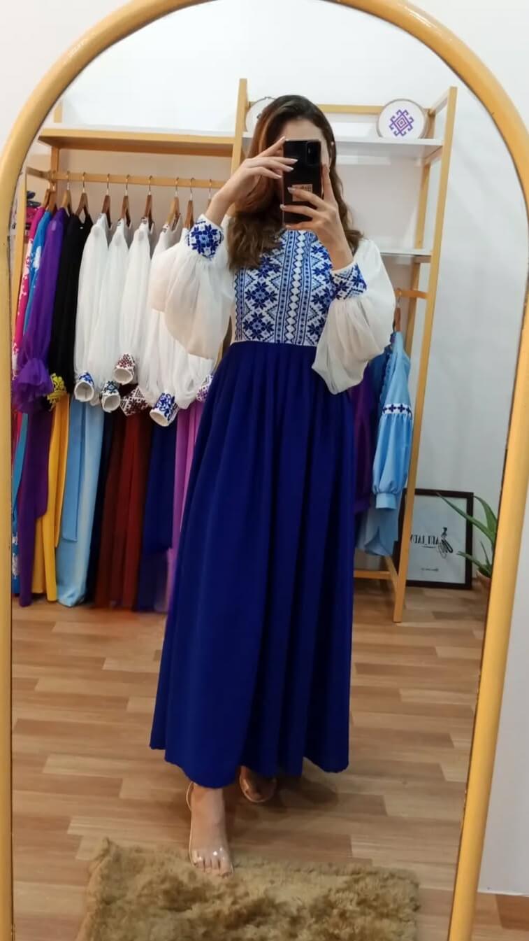 .Cherry Georgett and Embroidery Work Party Gown - Image 2